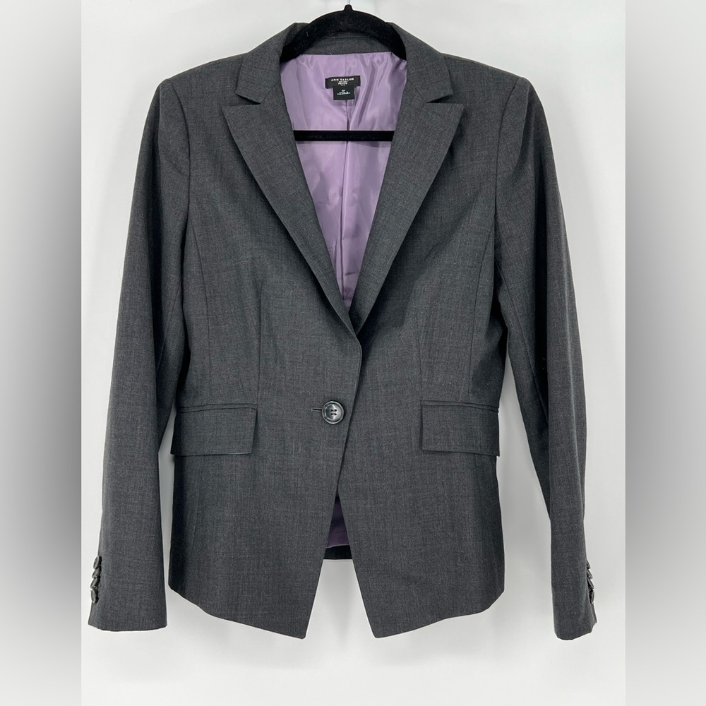 ANN TAYLOR NWOT‎ WOOL BLEND BLAZER LILAC LINING 2 POCKETS SINGLE BUTTON CLOSURE